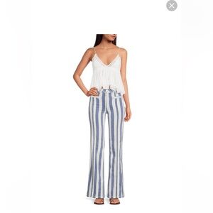 We the Free Firecracker Flare Blue White Stripe Star Detail Jeans 30
